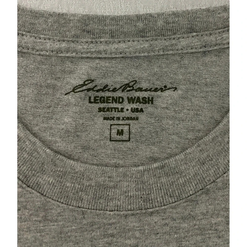 Eddie Bauer Mens M Legend Wash Graphic T-Shirt Gray North Fork Trout Run Fishing
